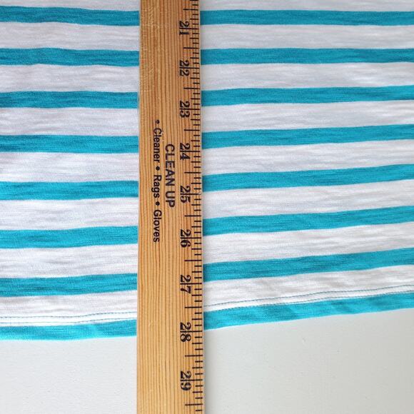 Chicos Aqua White Stripe Crystal Embellished Knit Top XL 3 Nautical Coastal NEW - Picture 8 of 9